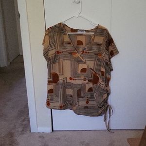 Womans blouse UNIQUE SPECTRUM short sleeves rayon & cotton